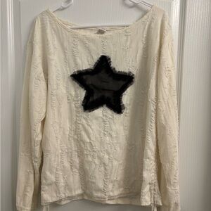 Cream Sweater with Black Star Design